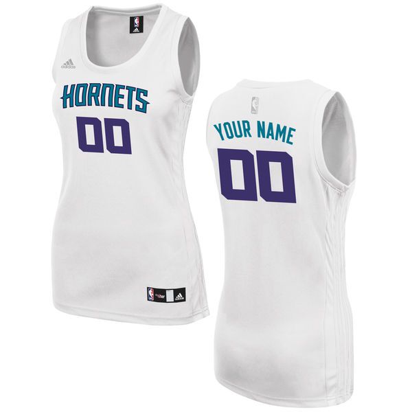 Women Charlotte Hornets Adidas White Custom Fashion NBA Jersey->customized nba jersey->Custom Jersey